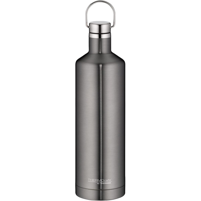 Термопляшка THERMOcafé TC Traveler Bottle 0.5л з нержавіючої сталі, 12 годин гаряче & 24 години холодне, герметична, з ручкою, для школи, офісу, спорту, сірий матовий колір