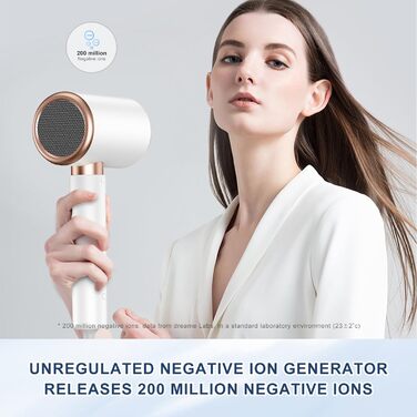 Професійний фен CUBTEM 2400W з іонізацією, для подорожей, з захистом від перегріву, білий