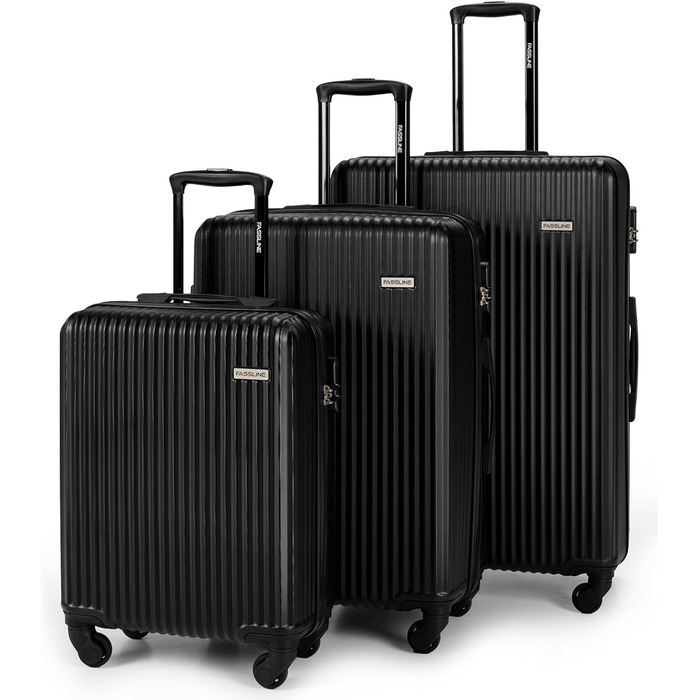 Набір валіз 3 шт: ручна поклажа, середній та великий кофр з ABS, чорний. Набір валіз з ABS, 3 шт.