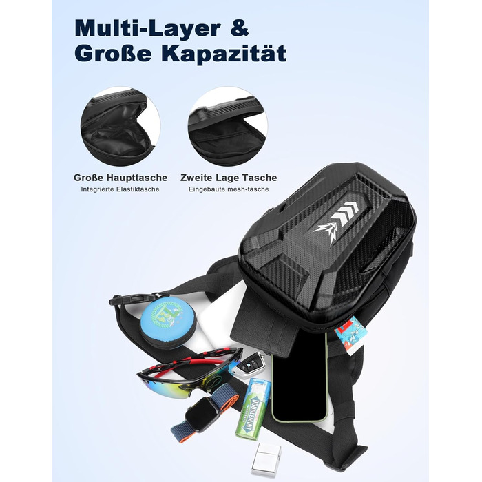 Мотосумка на стегно Beintasche, поясна сумка для чоловіків та жінок, розширена місткість, світловідбиваючі смуги та регульований ремінь, рюкзаки та сумки для велоспорту та піших прогулянок