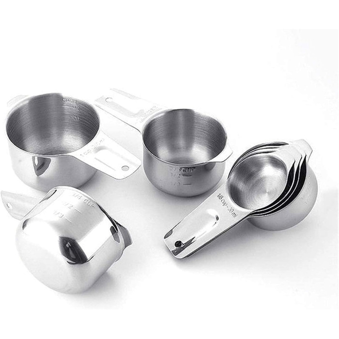 CMBSSTBB Measuring Spoon Set, 304 Stainless Steel, Measuring Cups, Measuring Spoons, 13-Piece Set, Baking Measuring Cup Set, Kitchen Gadgets (Silver, 13 Pieces) (Silver 13 Pieces)