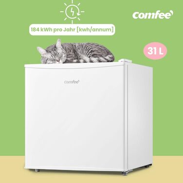 Mini холодильник Comfee RCD50WH2(E) 43L з відділенням для льоду, білий. Холодильник для кімнати та офісу, швидке охолодження, регулювання температури, енергоефективний (F)
