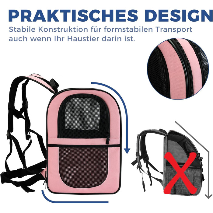 Рюкзак для собак та котів Apollo Walker - зручний та дихаючий, для подорожей та активного відпочинку (2-15 кг), рожевий