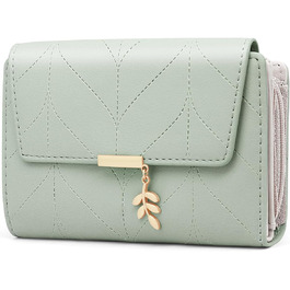GOUNNU Wallet for Women PU Leather Women's Card Holder RFID Protection Women's Wallet Many Compartments Women's Short Bifold Wallet with 14 Card Slots and Coin Pocket Money Bag Women (green)