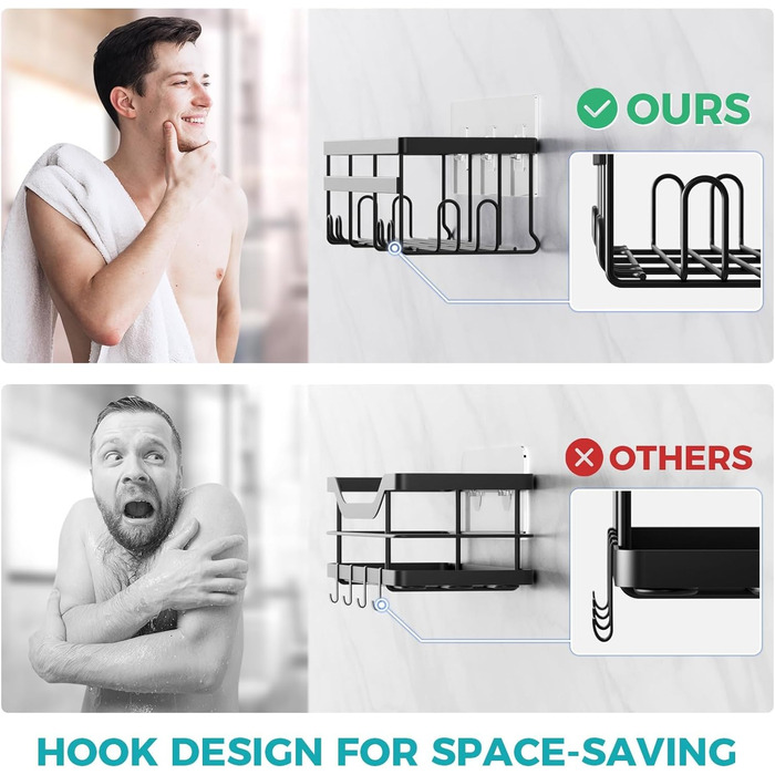 Полка для душу HomeHacks без свердління, нержавіюча сталь, 2 шт. - органайзер для ванної, кухні та вітальні