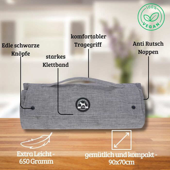 Килимок для собак Abby & Ivy 90x70 см - Зручний, складаний, миючий, для подорожей та активного відпочинку. Підходить для маленьких та середніх собак.