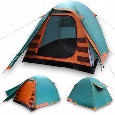 Намет туристичний Sportvida Campingzelt 2-3 особи, двошаровий, зелений, з тамбуром, захист від комарів, водонепроникний
