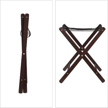 Relaxdays Folding Suit Stand, Wooden Luggage Rack, HBT: 54.5 x 66 x 44 cm, Suitcase Stool for Hotel & Home, (Brown)