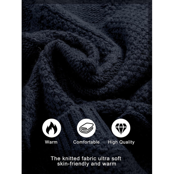 Чоловіча в'язана жилетка Comdecevis з коміром-шарфом, рельєфним в'язанням, ґудзиками, довгими рукавами, повсякденна, з кишенями, розмір L, темно-синій