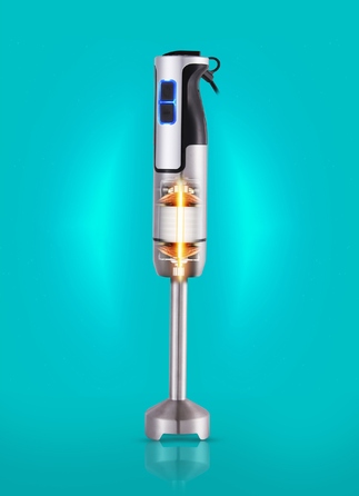 Ручний блендер Lehmann Blender LC — золоте лезо, 800 Вт, сріблястий/сірий