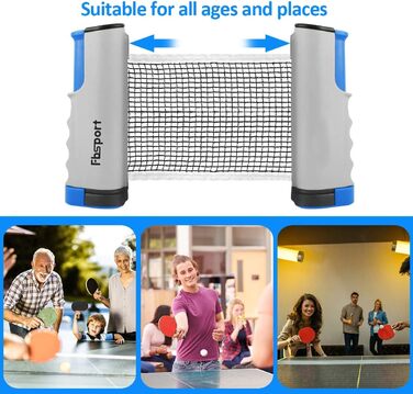 FBSPORT Набір для пінг-понгу Професійний: стіл, 2 ракетки, сітка, 6 м'ячів, сумка. Підходить для гри в приміщенні та на вулиці.