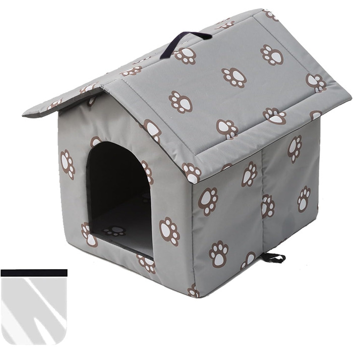 Кіт-будинок Outdoor, Будиночок для котів на вулицю, Зимові будинки для котів на вулицю, Водонепроникний, Будиночок для цуценят на вулицю, Знімний прозорий завіс (L, Сірий-2) Сірий-2 L