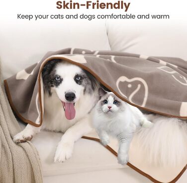 Водонепроникний килимок для собак, 152x127 см, фланель та шерпа, для середніх та великих собак, машинне прання - чорний (100x75 см, коричневий)