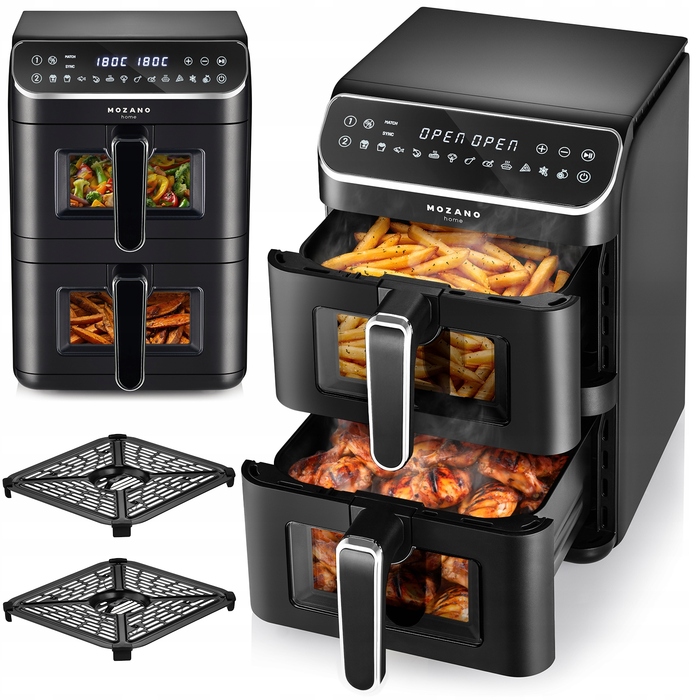 Вертикальна двокамерна аерофритюрниця 11л Air Fryer 2800W, 12 режимів
