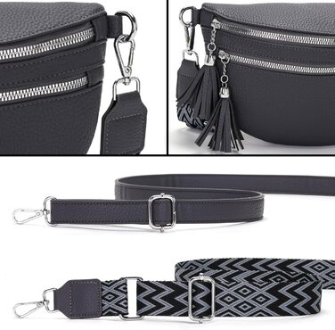 Сумка-бананка жіноча бежева через плече середнього розміру кросбоді з відділенням для карток та 2 ремінцями - ідеальна для міста!