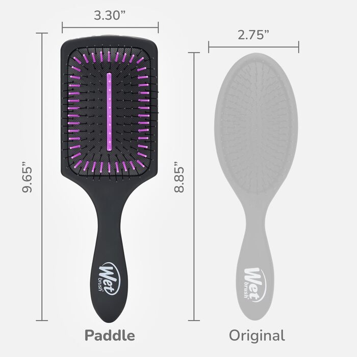 Щітка WetBrush Paddle Detangler з технологією HeatFlex та Aquavents для легкого розчісування та швидкого сушіння, підходить для всіх типів волосся, з активованим вугіллям, чорна