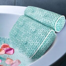 Lady McBath Bathtub Pillow – Luxury Bathtub Pillow for Tub, Neck and Back Support, Powerful Suction Cups, Machine Washable, Bathtub Accessory for Relaxation (Turquoise)