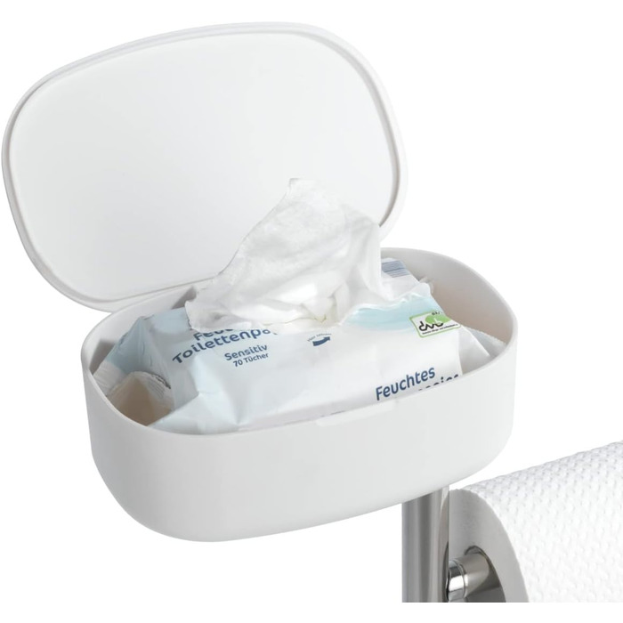 Набір для туалету WENKO Rivazza: тримач туалетного паперу з полицею, тримач для щітки, утримувач для запасних рулонів, нержавіюча сталь, білий