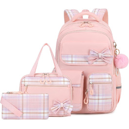 Шкільний рюкзак для дівчаток (3 шт.): рюкзак, ланч-бокс, пенал. 3-5 клас. Рожевий