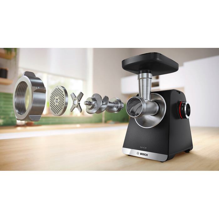 М'ясорубка Bosch Serie 6 MFWS640B, 2100 Вт, реверс, 2 швидкості