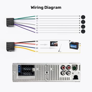 Автомагнітола 1 DIN Avylet Bluetooth 5.0, RDS/FM/AM, 7 кольорів підсвітки, USB, AUX-IN, MP3, підтримка 30 радіостанцій, функція гучного зв'язку