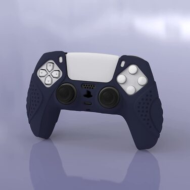 Ергономічний силіконовий чохол eXtremeRate PlayVital для геймпада PS5, захисна накладка з м'якої гуми з насадками на стіки (2 шт), Guardian Edition, синій колір