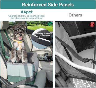 Автокрісло для собак, автокрісло для маленьких собак з ременями безпеки, підвищення для собак, складане, зелене