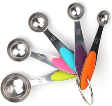 5/10Pcs Stainless Steel Measuring Set, Stackable Measuring Cups and Spoons Set for Kitchen, Tea, Coffee, Baking, Measuring Tool (5Pcs Spoon Set)