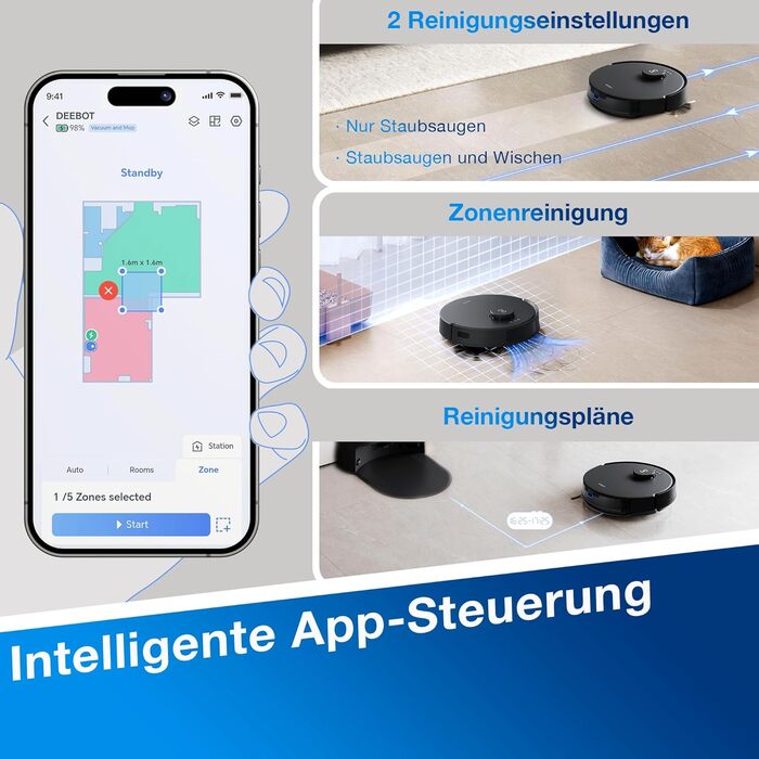 Робот-пилосос ECOVACS DEEBOT N20 Pro Plus: потужність 8000Pa, функція миття, бездротова станція PureCyclone, захист від заплутування волосся, до 300 хвилин роботи, білий/чорний