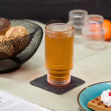 Relaxdays Decorative Glassware, Ribbed, Set of 4