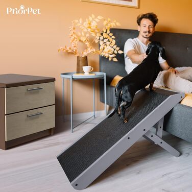 Рампа для собак Hunderampe - регульована, 18-53 см, для ліжка/софи, з берези, антиковзка, чорна/сіра