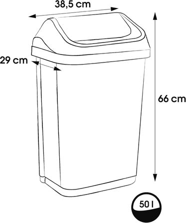 Відро для сміття Keeeper з кришкою-маятником, 50 л, Swantje, сірий графіт