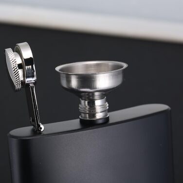 Фляга TANEAXON 12 oz (330 мл) з воронкою та коробкою, нержавіюча сталь, чорна, витокозахисна