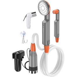 Набір для душу в кемпінг Zooma з насосом, портативний душ для відпочинку на природі, душ для саду та вулиці, акумуляторний душ для кемпінгу (Оранжевий 3)