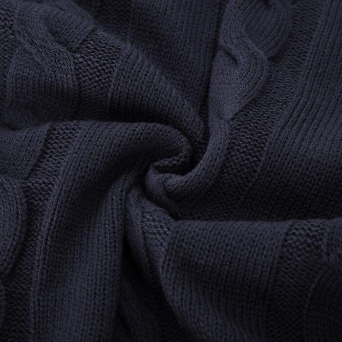 Чоловічий кардиган PJ PAUL JONES з в'язаним візерунком коси, на ґудзиках, з ребристою стійкою, темно-синій, XL