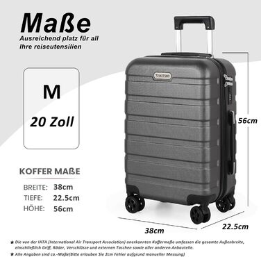 Набір валіз TANTOMI 3 шт., ABS, сірий (20/24/28 дюймів)