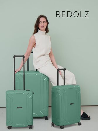 Набір валіз REDOLZ Hartschalen 3-в-1 з поліпропілену | 3-точкова застібка, TSA-замок, 4 колеса | для жінок та чоловіків (Essentials 15) (Морська хвиля, валіза M (65 см))