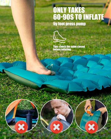 AKSOUL Self-Inflating Camping Air Mattress - Ultralight, Thick (10CM), Foldable Sleeping Pad with Pillow for Trekking, Tent & Outdoor Use