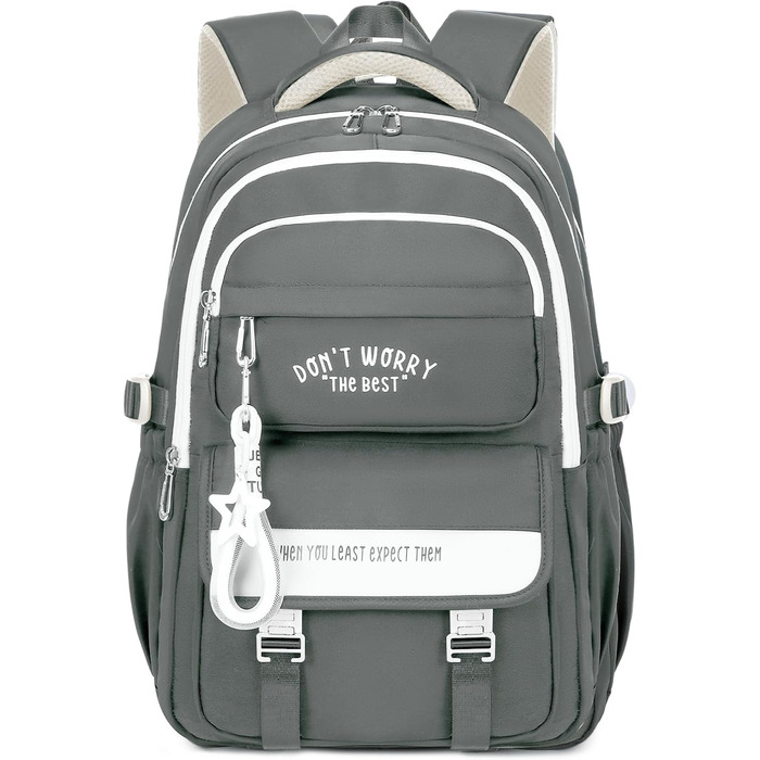 Шкільний рюкзак Tanou для дівчаток, 4-12 клас, водонепроникний, сірий