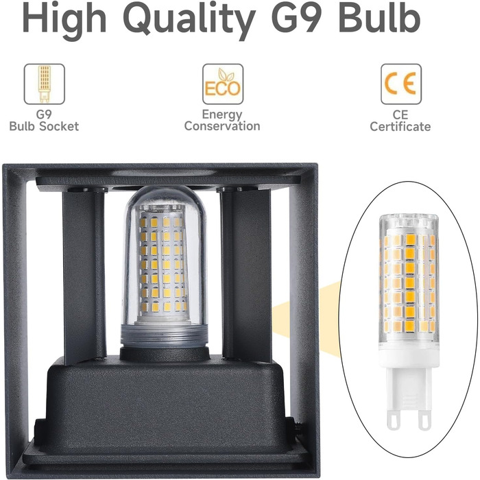 LED-водостійка настінна лампа FUPE 15W для внутрішнього та зовнішнього використання. Регульований кут світла, 3 кольори, IP65, алюміній, квадратна, чорна. Комплект 1
