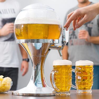 Дозатор для пива InnovaGoods® Bier Ball сірий, 22x41,7x26,5 см, з охолоджуючим елементом, прозорий