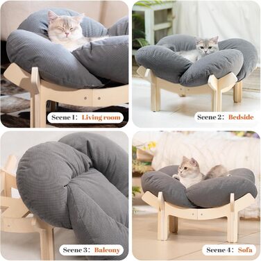 Килимок-лежанка для котів CheerPals, 55x55 см, м'який, стильний, білий (темно-сірий)