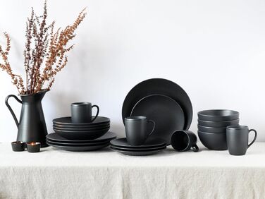 CreaTable Серія SOFT TOUCH BLACK: 20-Piece Geschirrset з порцеляни, для посудомийної машини та мікрохвильової печі, виготовлено в Португалії