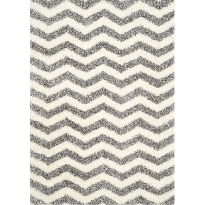 SAFAVIEH Килим Zottelig для вітальні, їдальні, спальні - колекція Montreal Shag, високий ворс, слонова кістка та сірий, 122 x 183 см, прямокутний, слонова кістка / сірий