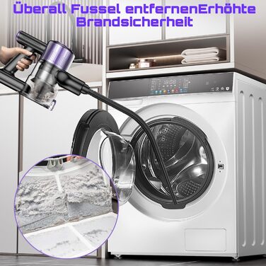 Бездротовий акумуляторний пилосос 45000 Па/500 Вт/45 хв з висувним шлангом 73 см, LED-дисплеєм та щіткою Anti-Tangle для твердих поверхонь, килимів та шерсті тварин, фіолетовий