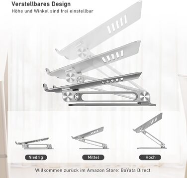 Підставка для ноутбука BoYata: регульована, з вентиляцією, для екранів 10-15 дюймів (MacBook, Dell, HP, Samsung)