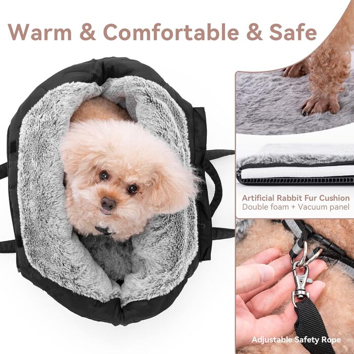 Сумка-переноска для собак та цуценят, 40x20x24 см, Khaki (M, Чорний)