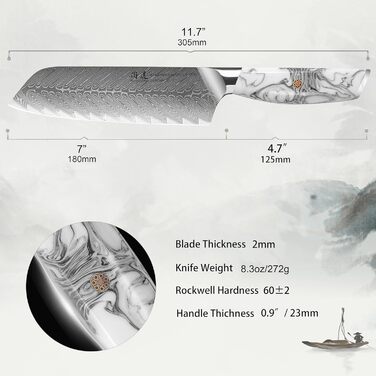 Японський ніж SHANGDAO Kiritsuke 20 см з 67 шарів легованої сталі, ніж для суші, кухонний ніж для кухні