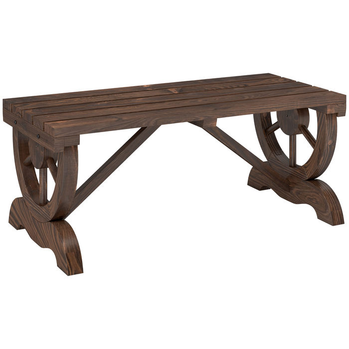 Outsunny дерев'яна лавка для саду, стійка до погодних умов, 98 x 50 x 39,5 см, рустикальна лавка для саду, довговічна та стильна