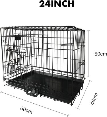 Клітка для собак 60x43x48 см, складана переноска з металу для собак, 2 дверцята, переноска для тварин, авто-переноска, клітка для собак Small